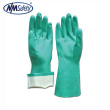 NMSAFETY Guantes industriales químicos con manguito largo recubierto de nitrilo verde